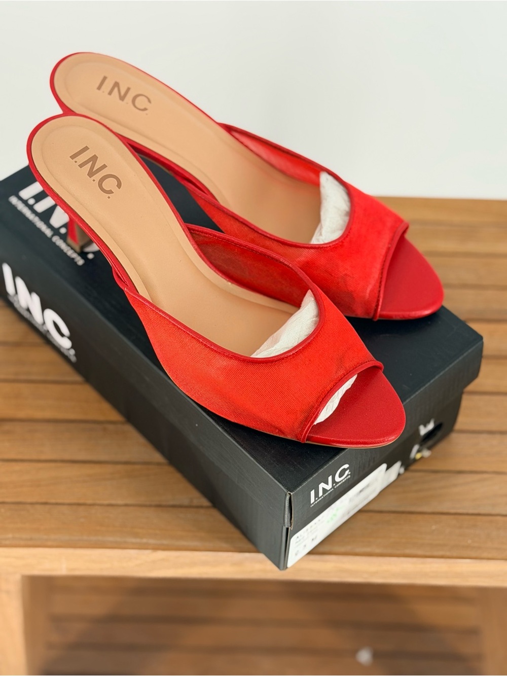 NEW INC International Concepts ALISSAAF Red Open-Toe Slide Heels size 9.5M